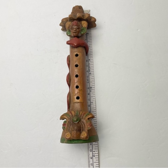 MEXICAN Pottery Warrior Dragon Snake Folk Art Flute - Picture 8 of 10